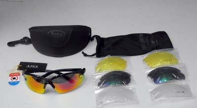 新產品 apex 908 REVO彩虹鍍膜 偏光眼鏡 太陽眼鏡 防風眼鏡 運動眼鏡 (全套特惠組)偏光鏡+3種C片+腰包