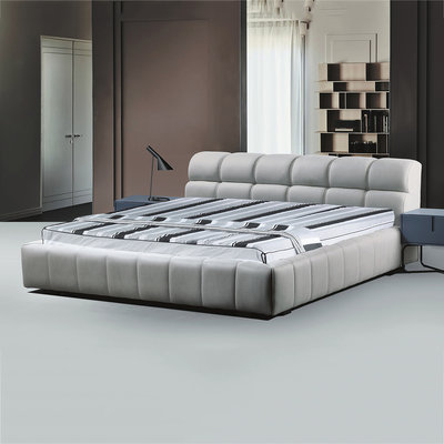 【在地人傢俱】22 幸福購N-985型淺灰色布6尺內嵌式雙人床台/床架 CS497-4
