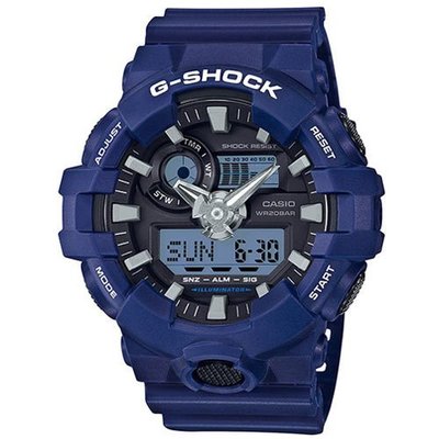 G-SHOCK  重金屬感搶眼視覺休閒錶(GA-700-2ADR)/藍53.4mm