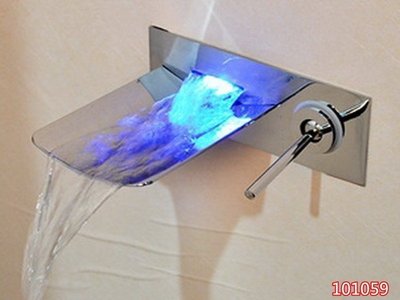 【 品衛無限 】LED溫控變色水龍頭 入牆瀑布面盆水龍頭  059