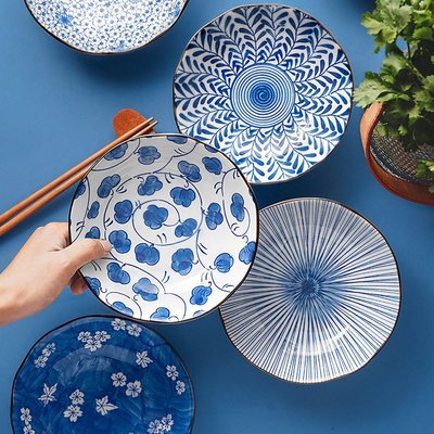 日式進口陶瓷家用6.5英寸創意餐盤圓盤日本菜盤子餐具套裝