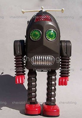 TOYS-C__0298 發條鐵皮玩具 經典懷舊 收藏 2015大臉機器人 電動
