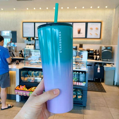 美國Starbucks星巴克車載不鏽鋼吸管杯水墨色保溫杯水杯美式
