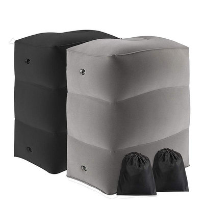 【游泳裝備】 充氣植絨腳蹬戶外旅行腳墊便捷折疊自動充氣三層沙發椅汽車腳枕頭