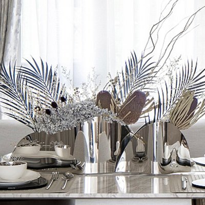 設計師不銹鋼花瓶花器北歐創意家居客廳餐桌現代軟裝樣板房間擺件