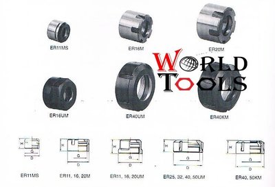 ~WORLD TOOLS~銑床工具配件~銑床套筒/COLLET/ER系列筒夾/ER螺帽/ER-40UM