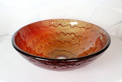 FUO衛浴:42x42公分 琉璃工藝 藝術強化玻璃碗公盆 (BW212) 期貨!