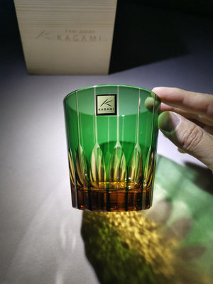 日本舶來江戶切子KAGAMI水晶玻璃手工雕刻芒星酒杯威士杯1428