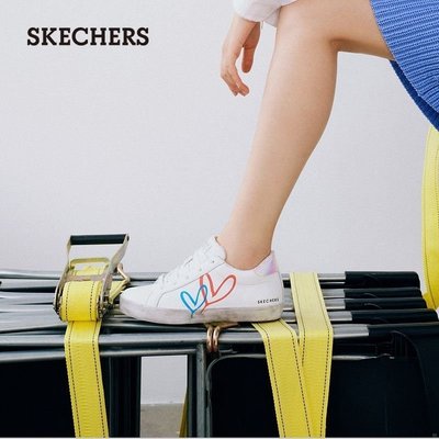 100％原廠Skechers斯凱奇夏季休閑板鞋女潮印花臟臟鞋薄款低幫鞋155513