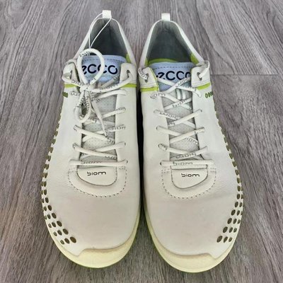 高爾夫球鞋 99成新ECCO愛步高爾夫男士固定釘板鞋男士 白色40碼