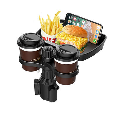 多功能汽車杯架托盤桌 360°可旋轉可調式小餐桌 汽車食品托盤桌 汽車餐盤 車上收納 車上飲料咖啡小餐桌 汽車手機架