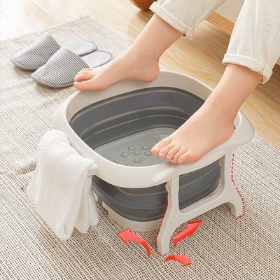 日本可折疊泡腳桶塑料家用洗腳盆足浴盆便攜式桶高深桶