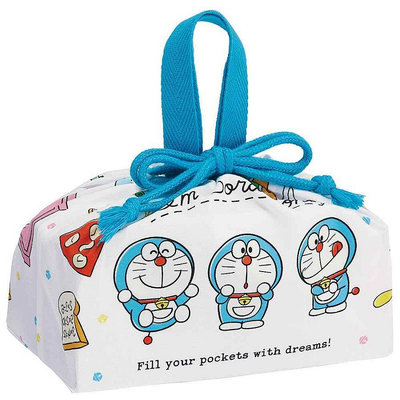 【唯愛日本】4973307662416 小叮噹 哆啦A夢 日本製 束口 便當提袋 道具白 束口餐袋 便當袋 餐袋