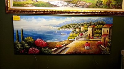 『府城畫廊-手繪油畫』歐風－風景畫－畫風獨特－筆法細膩－70x180－(可加框)－另有油畫國畫讓您挑選－有實體店面－