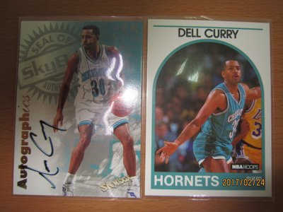網拍讀賣~Dell Curry~傳奇球星~SKYBOS簽名卡~直簽~Curry老爸~1989年普卡~近30年老卡~普特卡