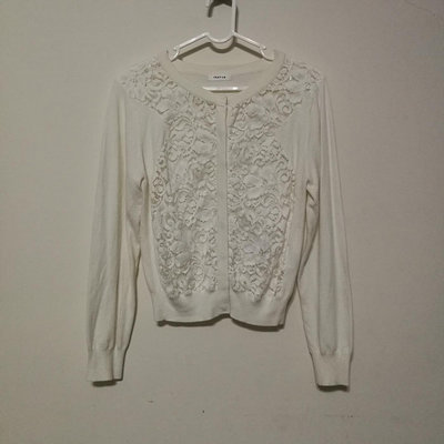 日本專櫃FRAY I.D 白色蕾絲透視針織外套
