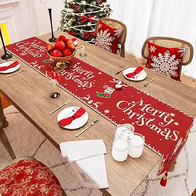 圣誕桌旗桌布防水紅色高級感長方形茶幾布喜慶格子餐桌臺布紅綠-台南百達