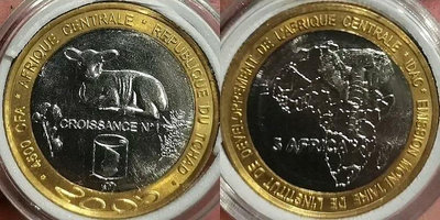 乍得 2005年 4500中非法郎紀念幣 黃牛 品相如圖 郵33032