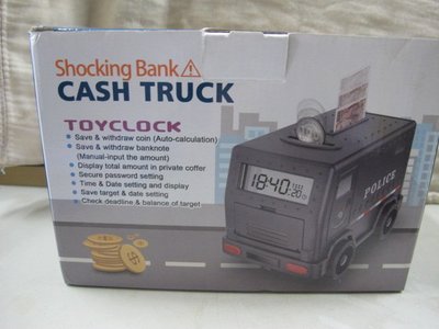 二手舖 NO.2526 造型運鈔車存錢筒 cash truck 鬧鈴功能 玩具鬧鐘