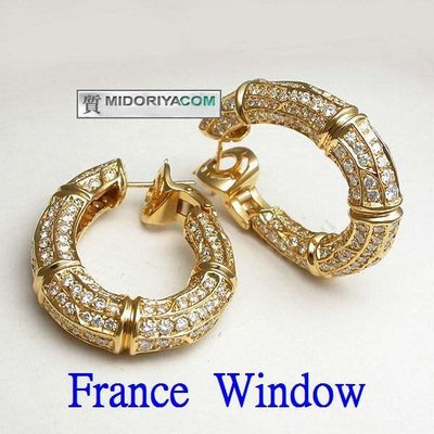 法國櫥窗卡地亞cartier 18k 黃金鑲鑽 耳環 限定款
