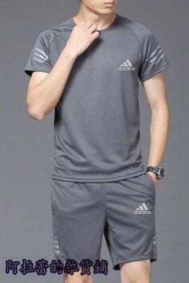 Adidas 阿迪達斯男士短袖套裝 休閒運動服 籃球服 寬鬆 冰爽透氣T恤 時尚半袖 五分褲兩件套355900