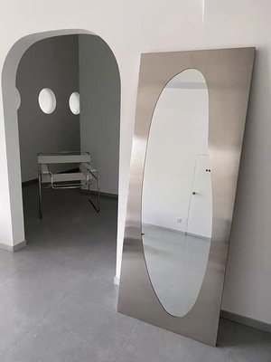ins臥室穿衣鏡落地異形鏡客廳不銹鋼框鏡北歐創意家用全身鏡-雙喜生活館