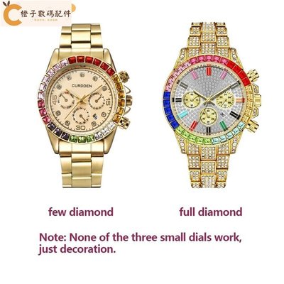 頂級品牌手錶勞力士男士豪華鑽石不鏽鋼錶帶手錶男士日曆石英手錶[橙子數碼配件]