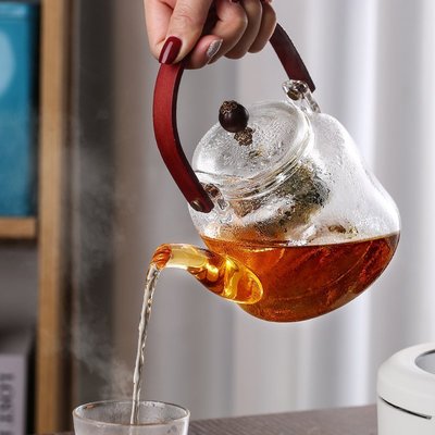 現貨熱銷-泡茶壺家用玻璃耐高溫蒸茶壺燒水單壺煮茶器電陶爐茶具套裝提梁壺茶壺單壺