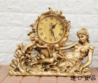 現貨歐式 復古銅色雕刻美女人物造型座鐘 歐風古典創意造型鐘藝術鐘桌鐘桌面時鐘擺飾鐘裝飾時鐘家飾可開發票