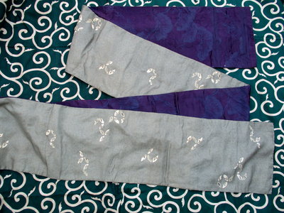 日本和服腰帶-灰紫色雙面軟質袋帶(JD-866-KM)