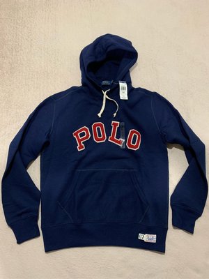 Ralph Lauren by Polo  Polo鋪棉連帽帽tee 厚棉連帽外套  內裡刷毛 保暖外套 藍/紅色拼布POLO圖案 全新正品 M號 現貨在台一件