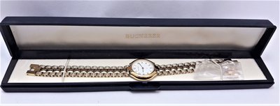 【Jessica潔西卡小舖】瑞士swiss made 寶齊萊Bucherer經典腕錶,,附原裝錶盒及多於表節