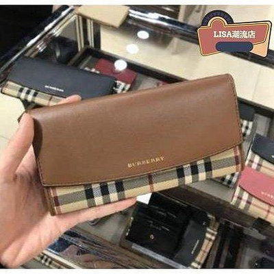 Burberry 博柏利 經典格紋小牛皮翻蓋暗釦長夾 手拿包 棕色 黑色 紅色HOUSE 3955509