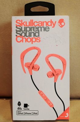 大降價！全新Skullcandy Supreme Sound Chops 螢光粉橘色掛耳運動有麥克風耳塞式耳機！無底價！