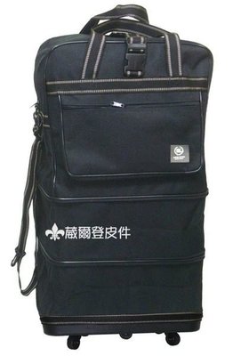 【熱賣精選】折疊三層式旅行袋旅行箱五輪行李箱登機箱購物袋/耐重PVC底盤塑輪袋84cm黑