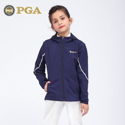特賣-美國PGA 秋冬新品兒童高爾夫服裝女童連帽外套青少年保暖防水風衣