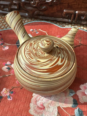 日本回流 常滑燒 泰月作 小巧精工 交泥 側把急須 茶壺