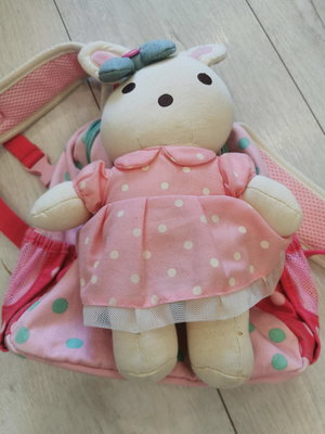 韓國WINGHOUSE 可愛兔兔後背包 防走失背包  兒童背包 後背包 粉紅色