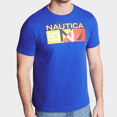 現貨 XS 潮T NAUTICA 藍色 經典LOGO潮T 印花短T 美國品牌 短袖T恤 美版