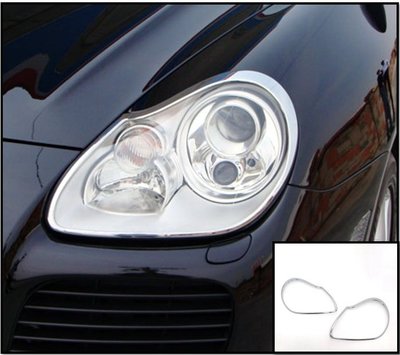圓夢工廠 Porsche 凱宴 Cayenne 955 2003~2006 改裝 鍍鉻銀 車燈框飾貼 前燈框 頭燈框