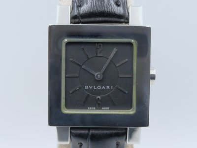 【發條盒子H2380】BVLGARI 寶格麗 Quadrato系列 方形不銹鋼石英 經典皮帶 女錶款