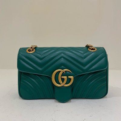 Gucci GG Marmot 口蓋包 26 綠色《精品女王全新&amp;二手》