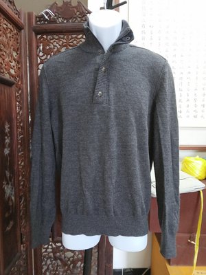 (二手衣物)美國BANANA REPUBLIC黑灰色素面純羊毛上衣（S)(B907)