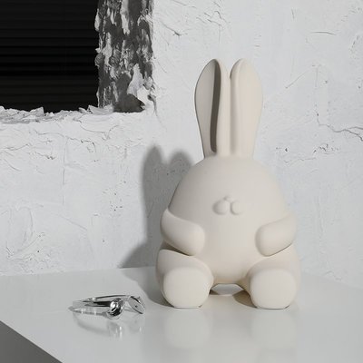 【熱賣精選】 簡約現代樣板房間創意戴耳機卡通兔子擺件家居客廳電視柜軟裝飾品