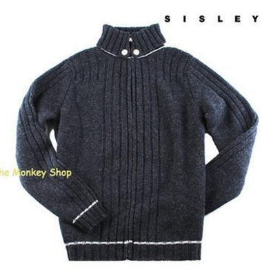 【 The Monkey Shop 】 全新正品 SISLEY 深灰 + 白色鈕釦造型毛衣外套
