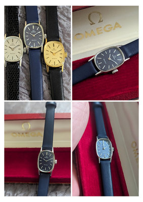 罕見1960年代停產（（盒裝））,OMEGA包白金錶，特殊變色錶盤，手上鍊機械女錶