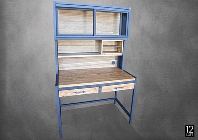 【12LOFT 工業風 客製化復古風傢俱】 多層櫃書桌- 原木  置物櫃 書桌 辦公桌 會議桌【E-D233】