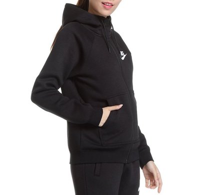 【熱賣精選】nike hoodie fz ft 黑色 小logo 連帽外套 棉質 8 基本款 女款-LK9846