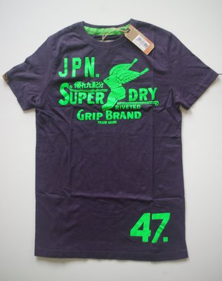 Superdry Grip Brand T-Shirt Imperial Navy 印花短袖T恤 (XS)  A&F