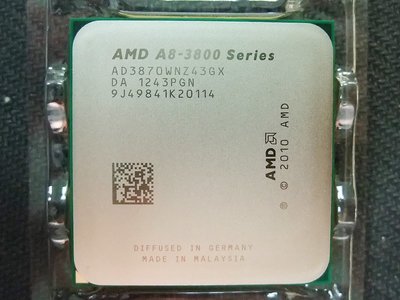 【含稅】AMD A8-3870K 3.0G AD3870WNZ43GX 100W庫存正式CPU FM1 一年保 內建HD